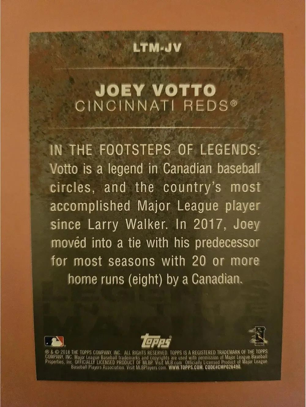 Joey Votto BLUE 2018 Topps Update Legends in the Making #LITM-JV - RAW Mint